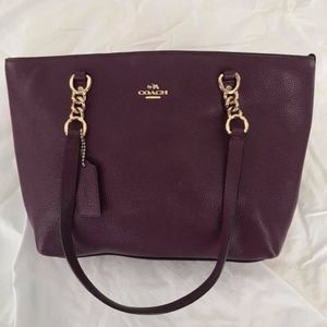 Coach Pebbled Leather Cyclamen Sophia Tote Bag